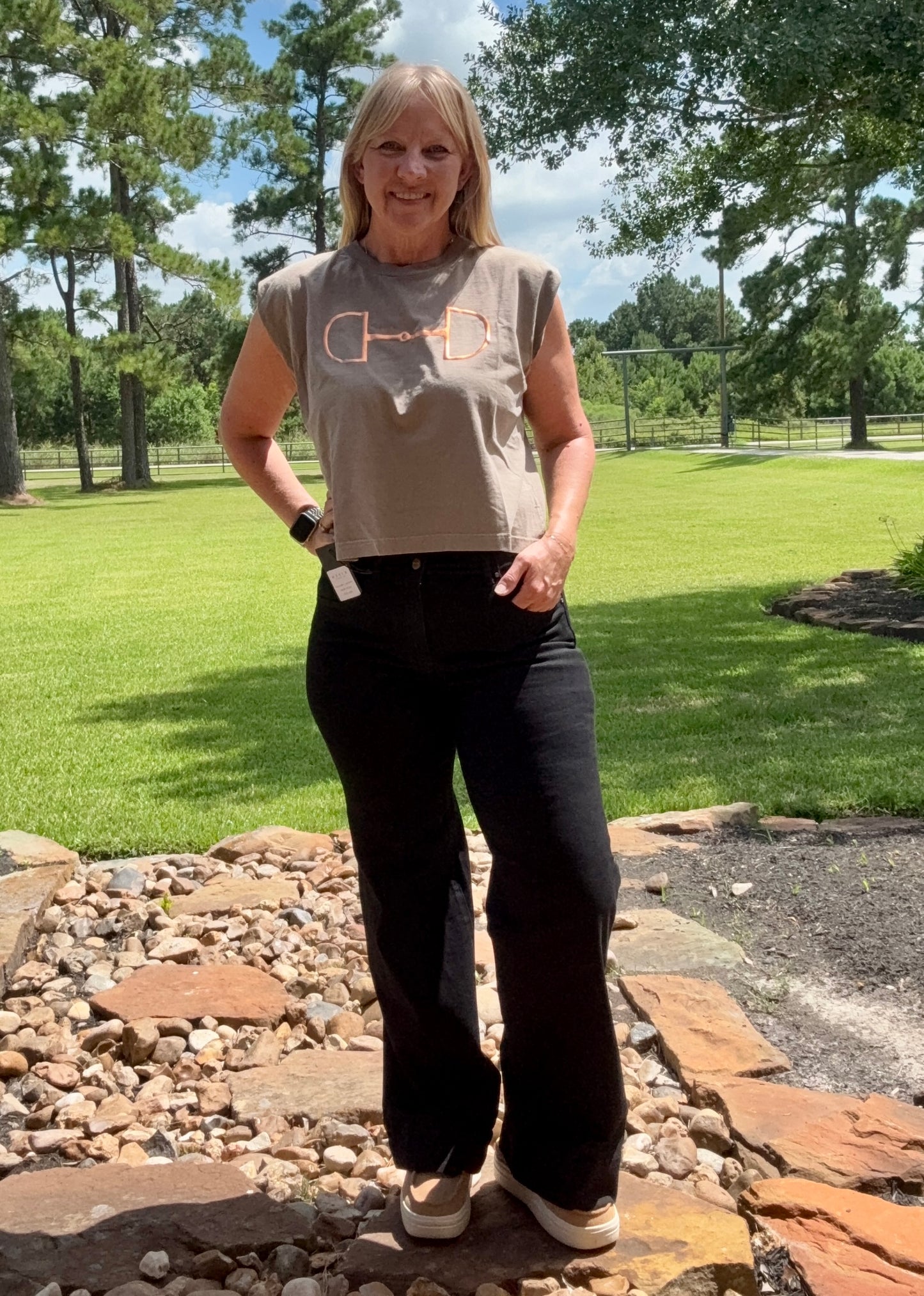 Black High Rise Ankle Wide Double Button Detail Pants