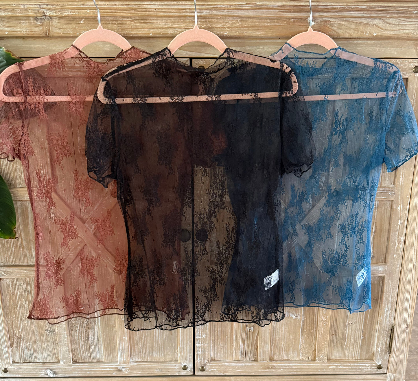 Black Short Sleeve Floral Lace Top
