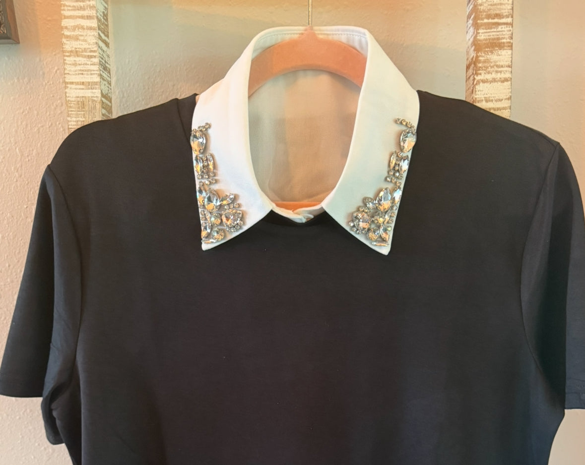 Corporate Collar White Jewel Embellishment