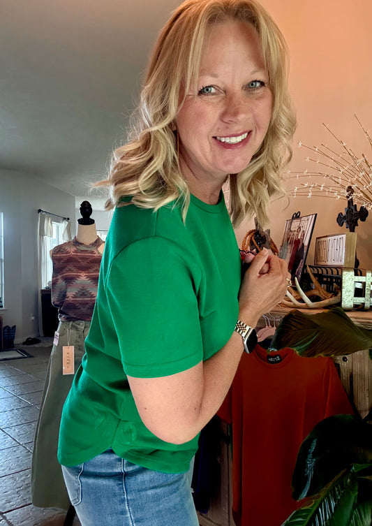 Cloud Basic Free Tee in Kelly Green