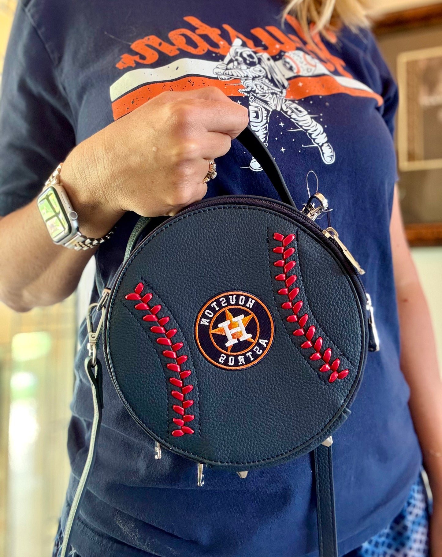 Astros Blue Round Crossbody