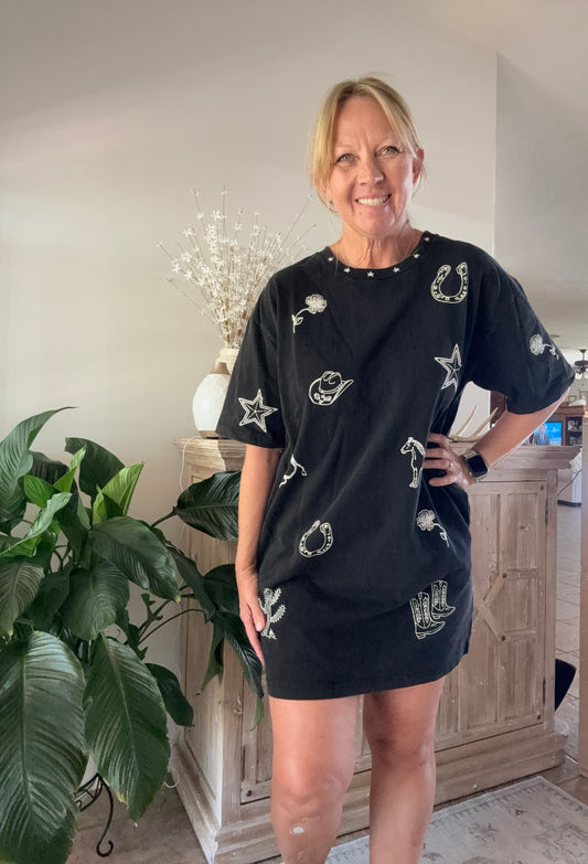 Western Graphic T-Shirt Dress
