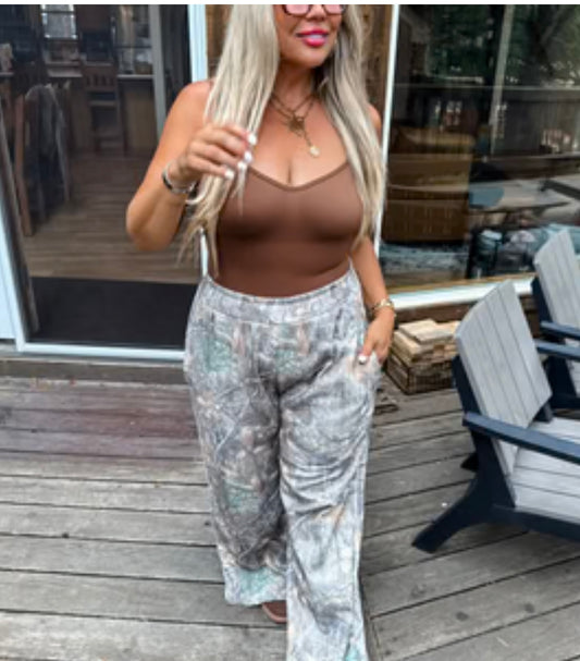 Drift Away Wide Leg Camo Jogger