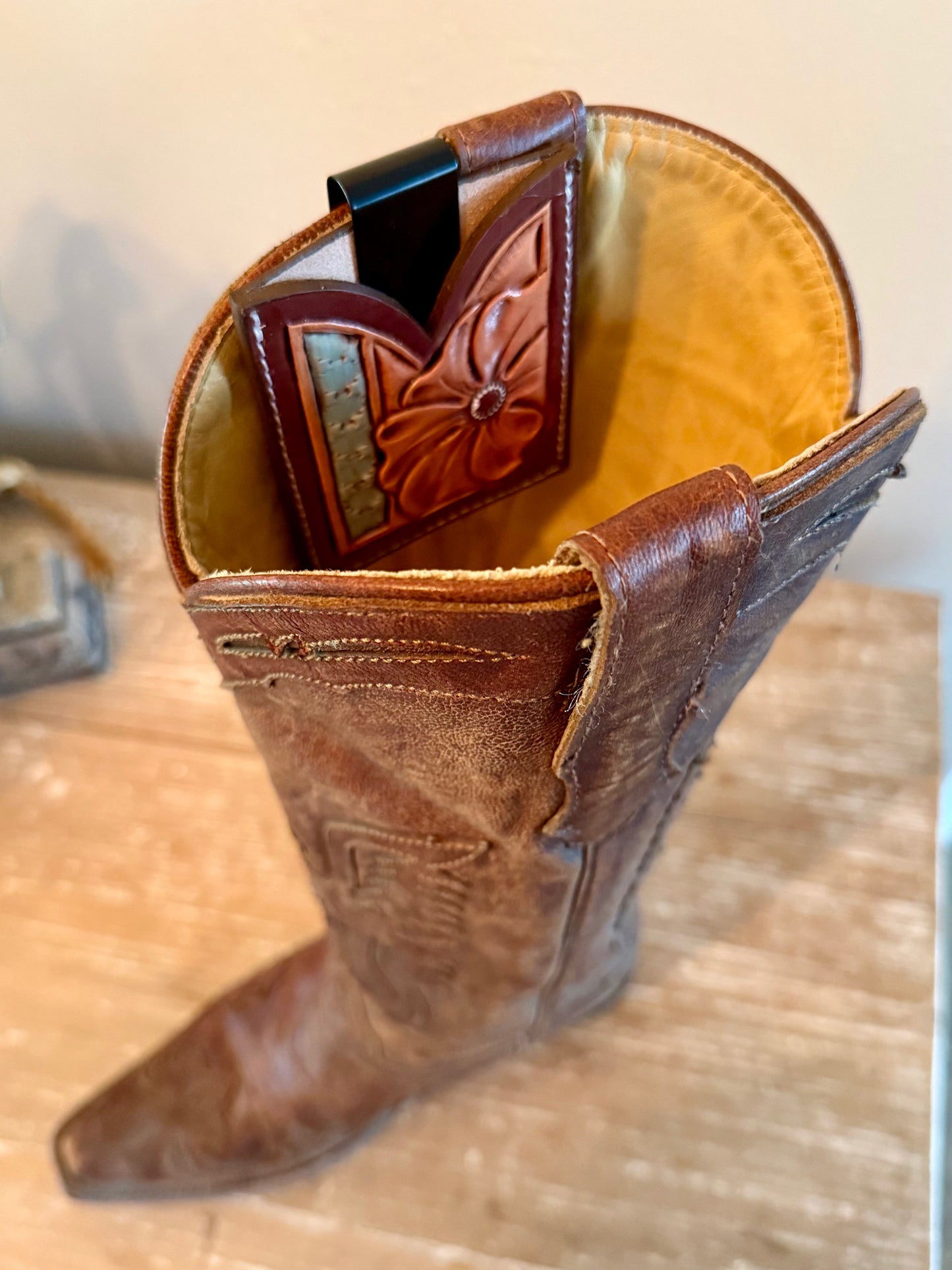 Leather Boot Wallet Brown