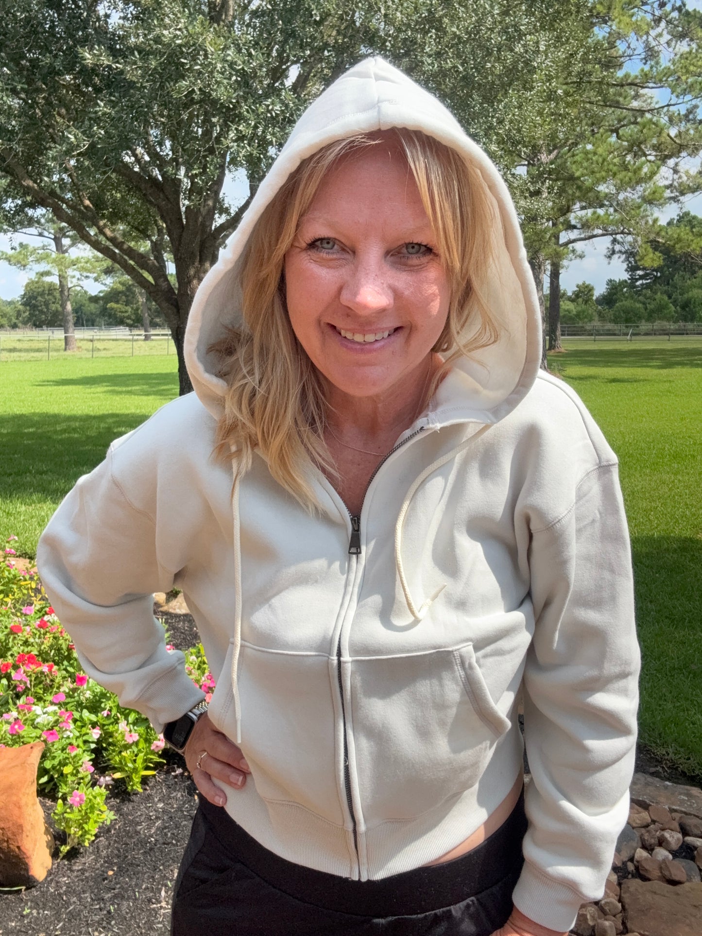 Fleece Cropped Zip-Up Hoodie