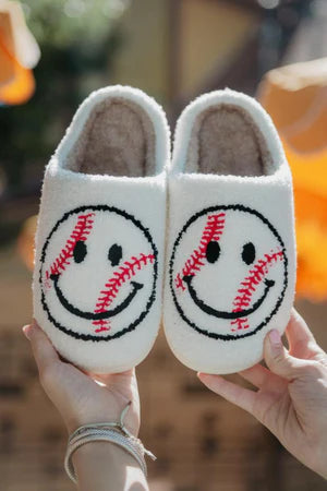 Baseball Smiley Face Slippers