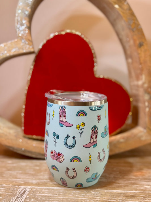 Lucky Girl Western Wine Tumbler