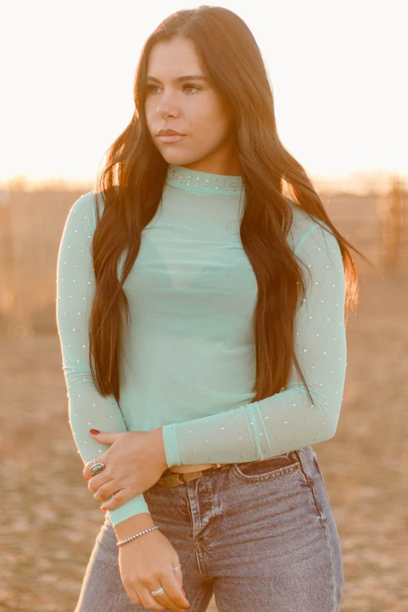 Turquoise Trouble Mesh Top