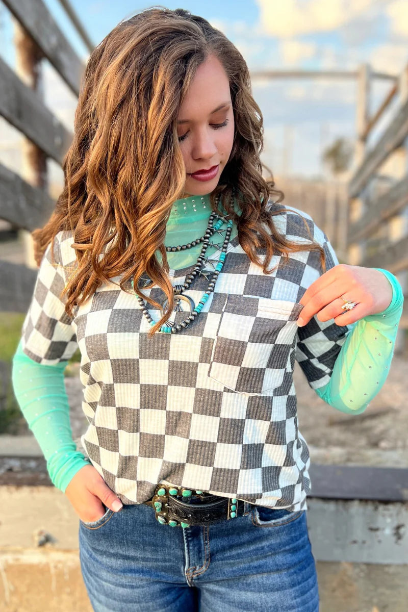 Turquoise Trouble Mesh Top