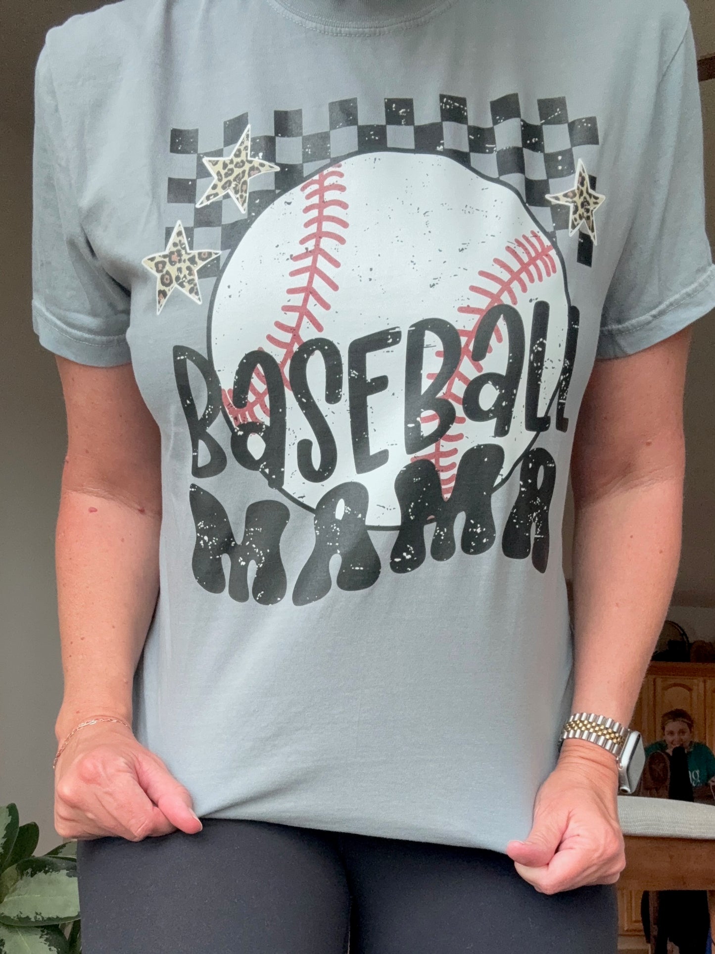 Checkered Baseball Mama