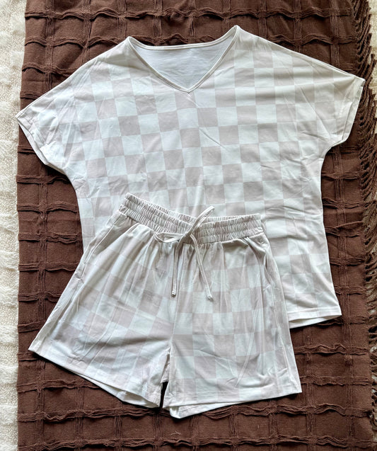 Tan Checkmate Pajama Set