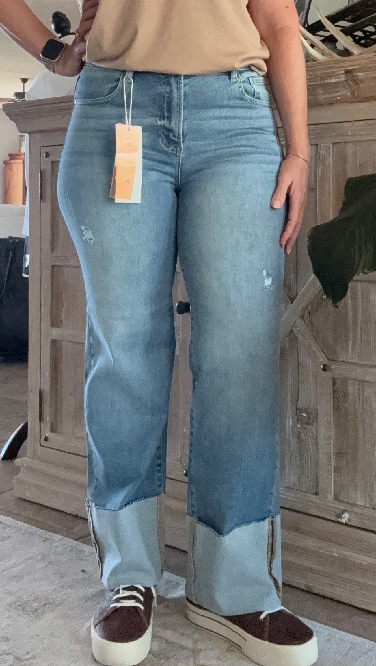 Risen High Rise Ankle Wide Cuffed Jeans aka "Taylor"