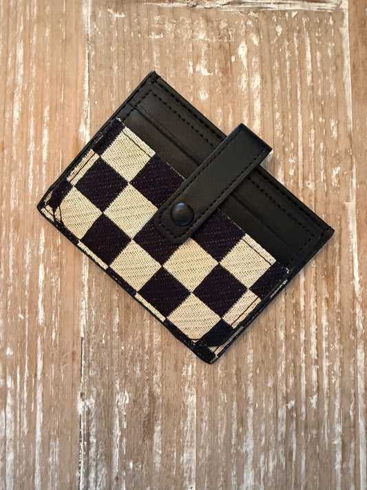 Black & Cream Checkmate Expandable Wallet