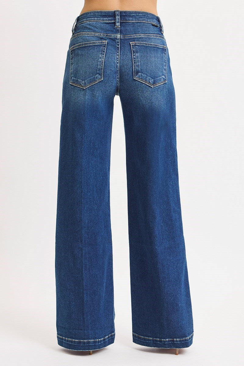 Risen Tummy Control Mid Rise Wide Leg