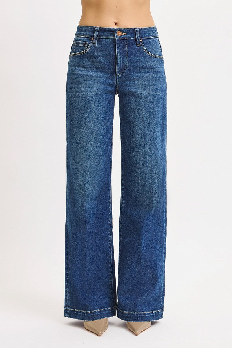 Risen Tummy Control Mid Rise Wide Leg