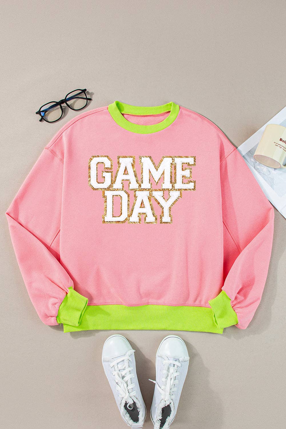 Pink Game Day Glitter Sweatshirt