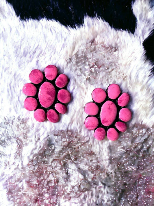 Western Pink Cluster Earrings